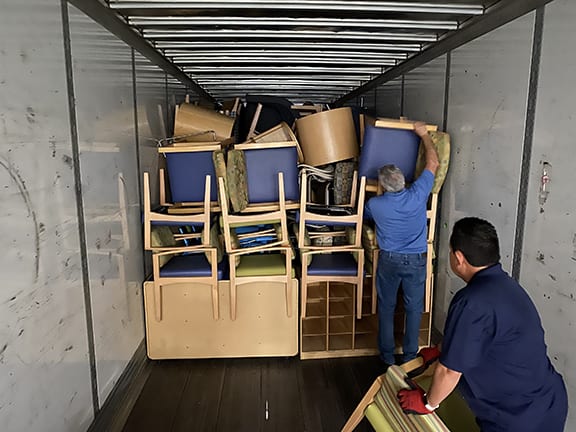 loading furniture in trailer