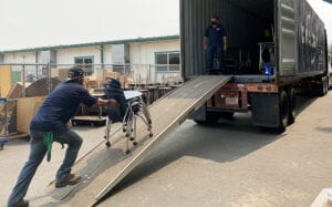 loading container with furniture