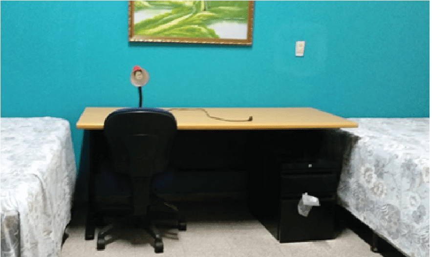 desk in dormitory