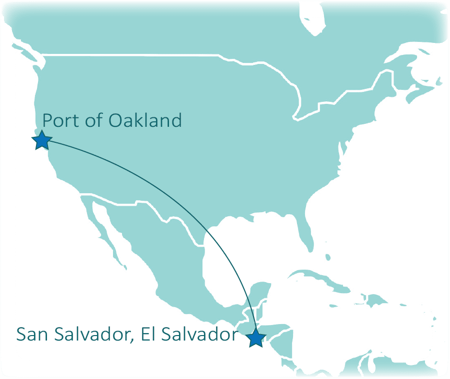 map Oakland to El Salvador